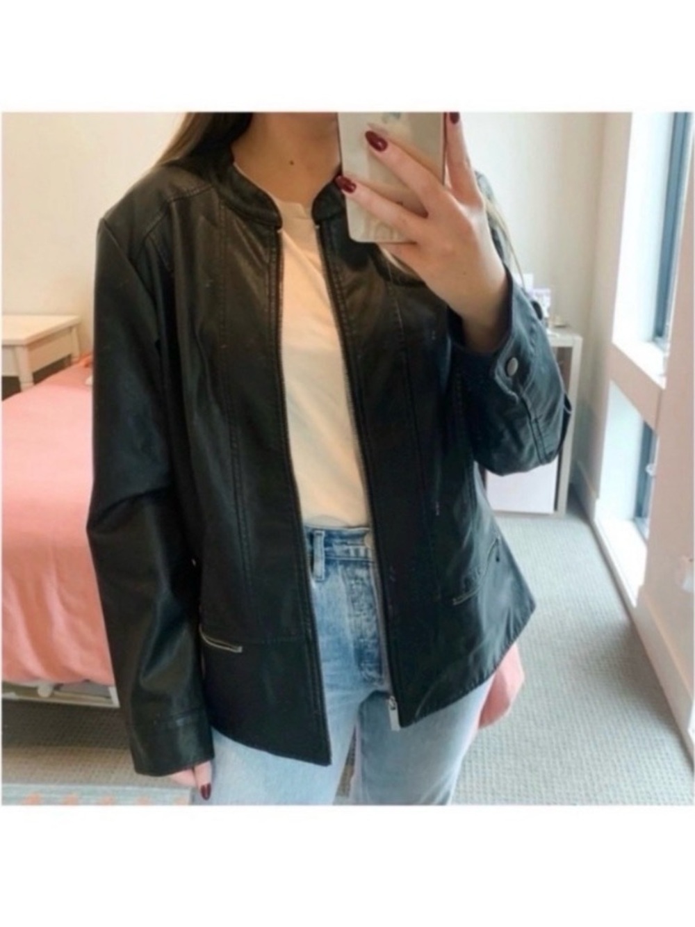 CJ BANKS BLACK FAUX LEATHER JACKET - Picture 4 of 6